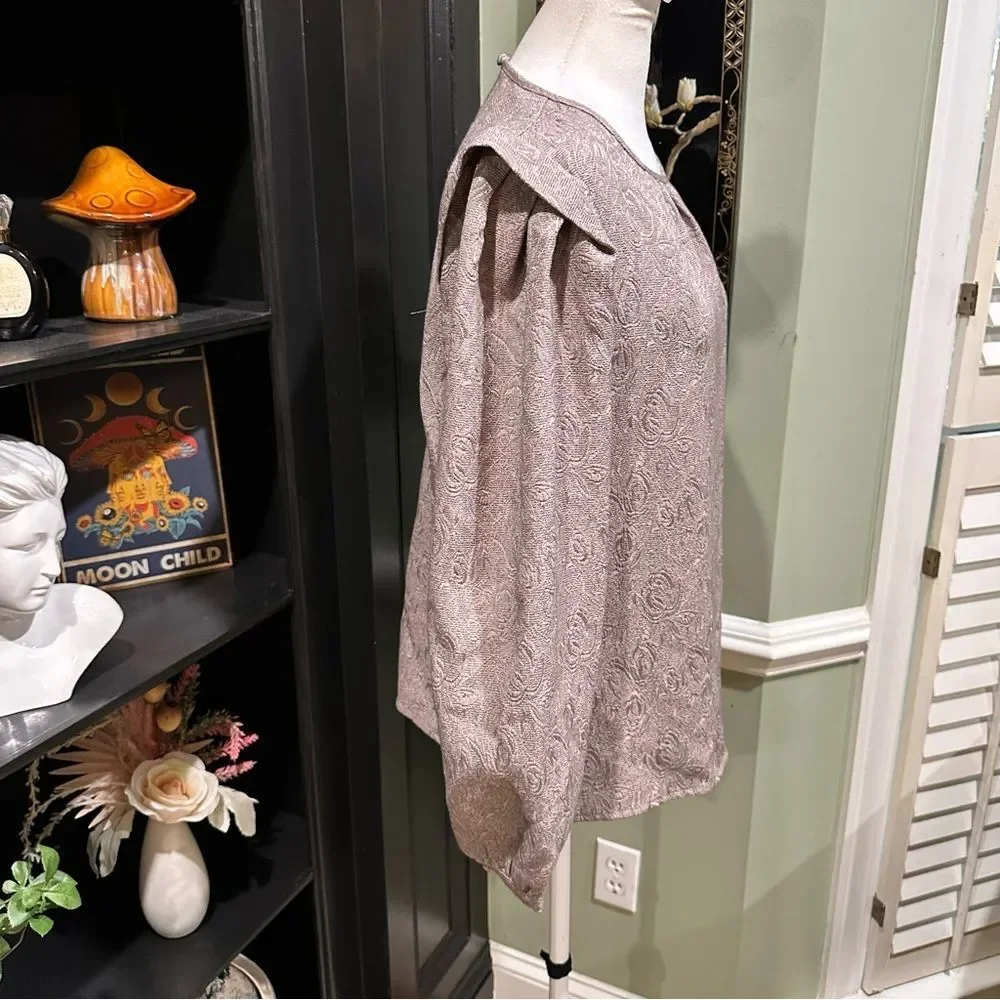 Anthropologies Current Air Los Angeles Textured Puff Shoulder Blouse – Size Larg